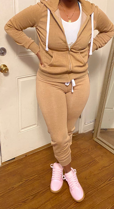 Fall into it zip-up set (Tan)