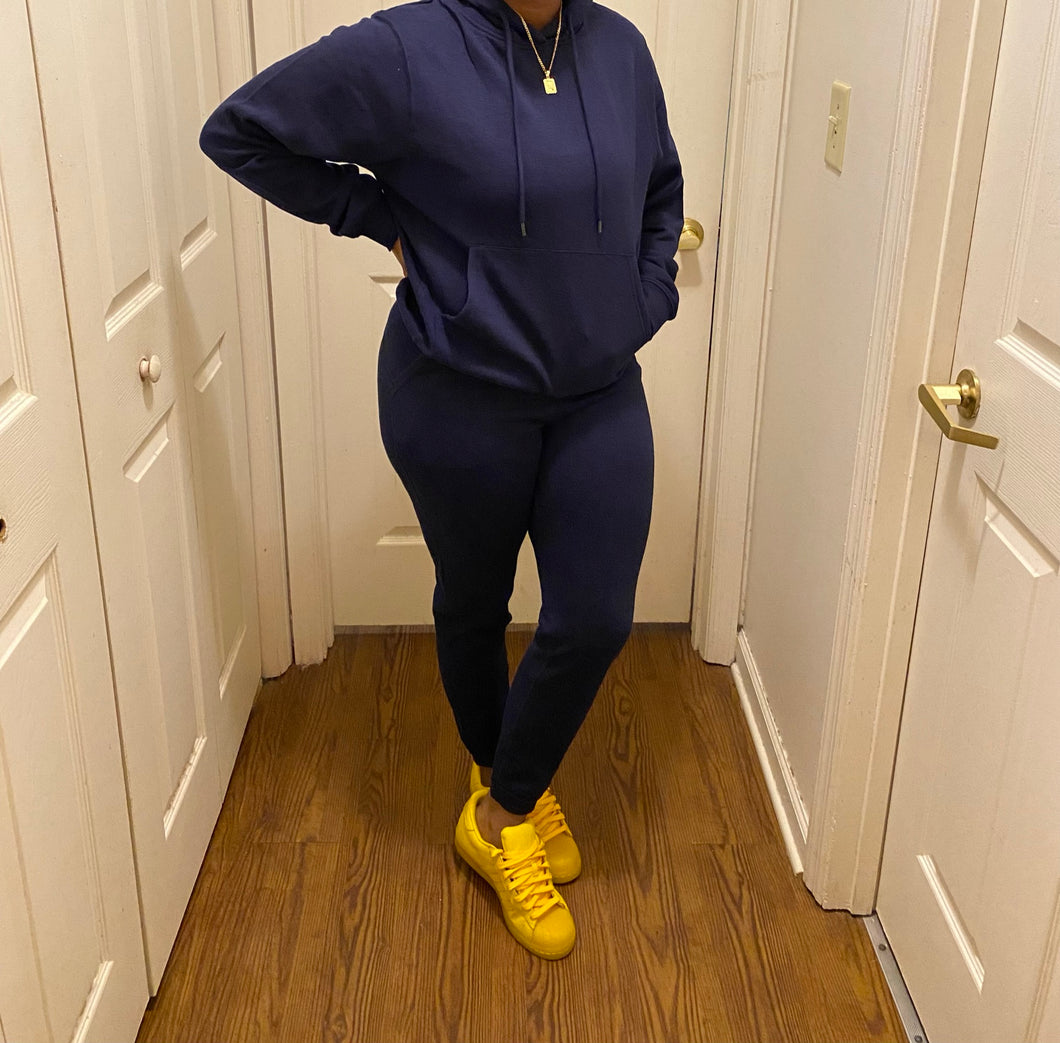 Fall Into It Hoodie Set (navy)